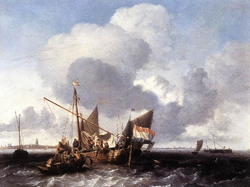 BACKHUYSEN, Ludolf Ships on the Zuiderzee before the Fort of Naarden fgg Sweden oil painting art